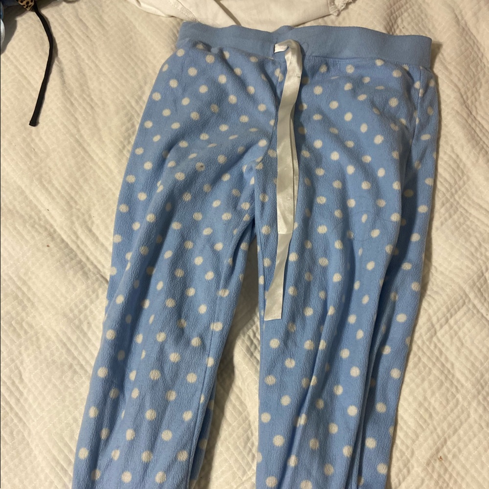 Faded Glory Blue&White Poka Dot Pajama Pants, Size: M(8-10)